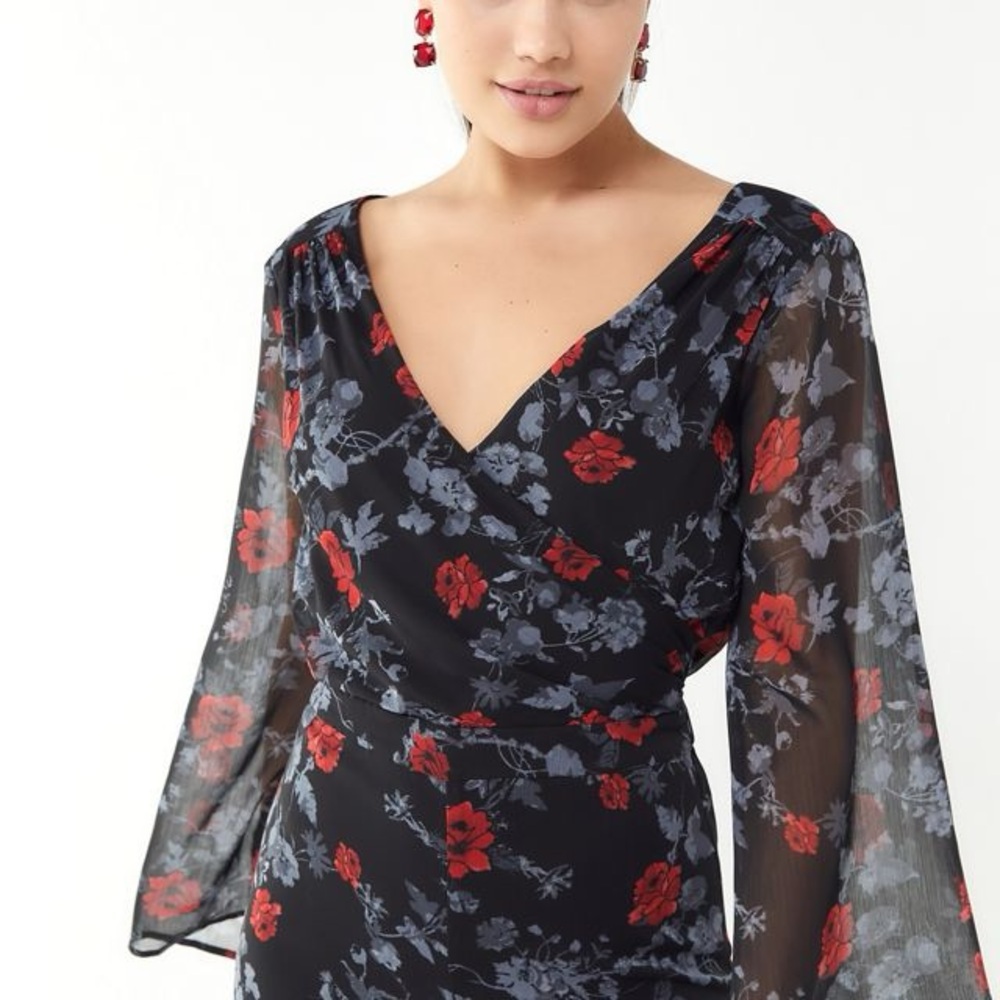 ALI & JAY Black Jumpsuit with Red and Gray Floral Design - Picture 8 of 8